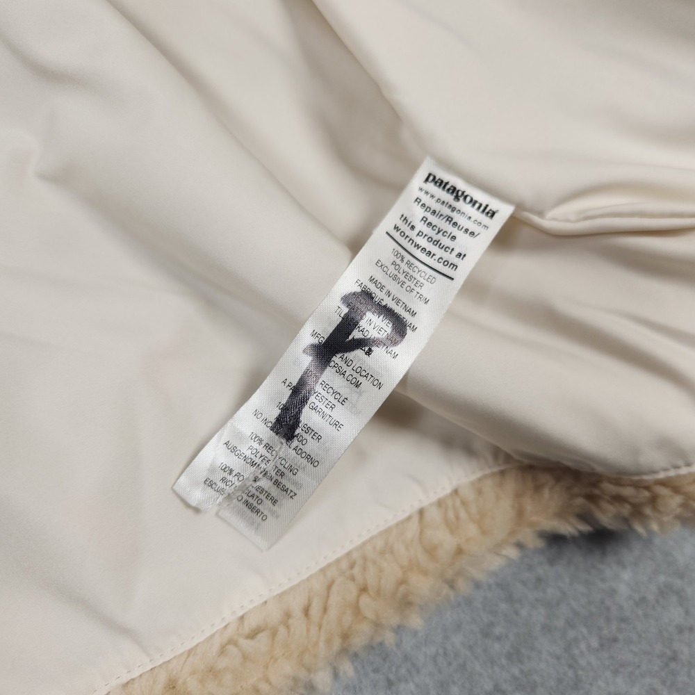 Patagonia Jacket Womens XL Oatmeal Dark Natural Lunar Dusk Deep Pile Sherpa - Picture 6 of 11